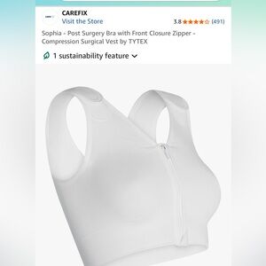 White Sophia - Post Surgery Bra with Front Closure Zipper - Compression Surgical